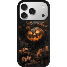 iPhone 17 Pro Case Hülle - Silikon schwarz Halloween 2025 Pumpkin with flowers