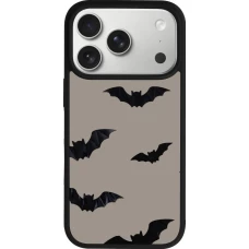 Coque iPhone 18 Pro / 17 Pro - Silicone rigide noir Halloween 2026 Bats