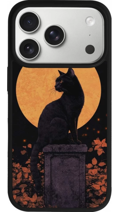 iPhone 18 Pro / 17 Pro Case Hülle - Silikon schwarz Halloween 2026 Cat Art Nouveau