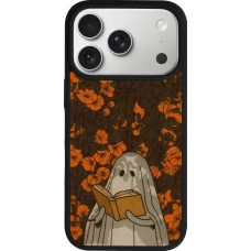 Coque iPhone 18 Pro / 17 Pro - Silicone rigide noir Halloween 2026 Ghost reading