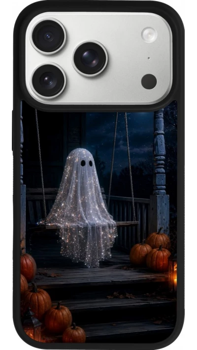 iPhone 18 Pro / 17 Pro Case Hülle - Silikon schwarz Halloween 2026 Ghost on a swing
