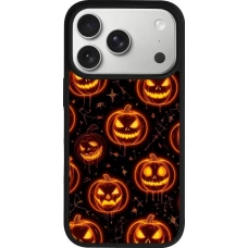 Coque iPhone 18 Pro / 17 Pro - Silicone rigide noir Halloween 2026 Pattern Pumpkins