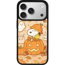 Coque iPhone 18 Pro / 17 Pro - Silicone rigide noir Halloween 2026 Snoopy Halloween