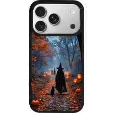 iPhone 18 Pro / 17 Pro Case Hülle - Silikon schwarz Halloween 2026 Witch with a cat