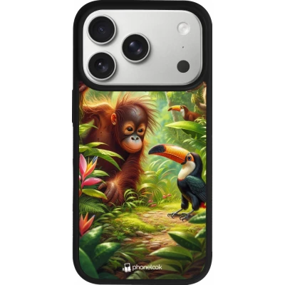 Coque iPhone 17 Pro - Silicone rigide noir Jungle Tropicale Tayrona
