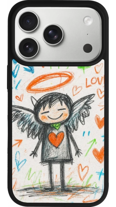 iPhone 17 Pro Case Hülle - Silikon schwarz Little Angel Sketch Love