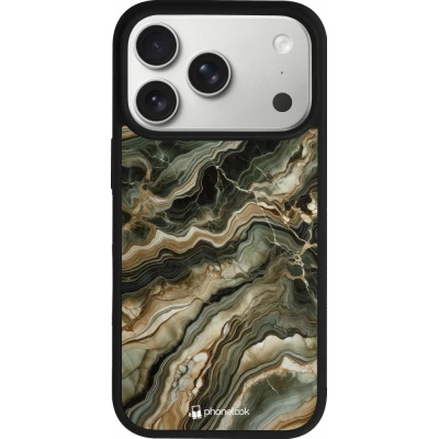 iPhone 17 Pro Case Hülle - Silikon schwarz Oliv Marmor