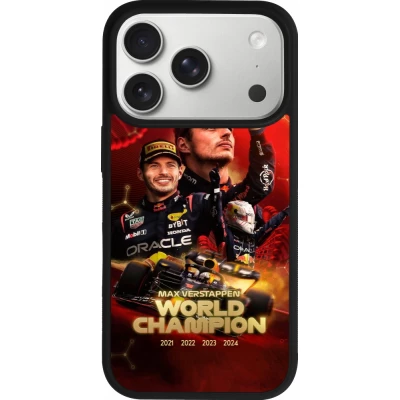 Coque iPhone 18 Pro / 17 Pro - Silicone rigide noir Max Verstappen Champion 2023