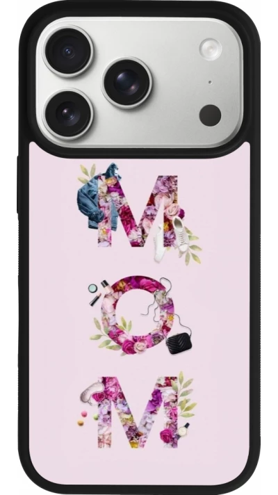 Coque iPhone 17 Pro - Silicone rigide noir Mom 2024 girly mom