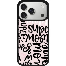 Coque iPhone 17 Pro - Silicone rigide noir Mom 2024 Super mom