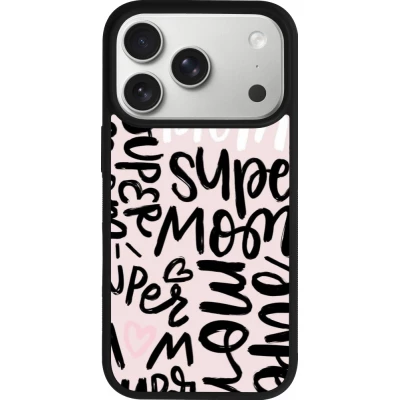 Coque iPhone 17 Pro - Silicone rigide noir Mom 2024 Super mom