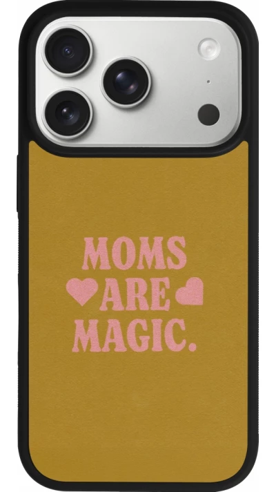 Coque iPhone 17 Pro - Silicone rigide noir Mom 2026 Are Magic