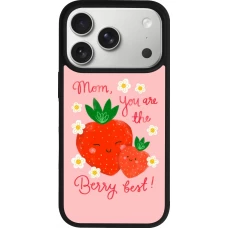 Coque iPhone 17 Pro - Silicone rigide noir Mom 2026 Berry best