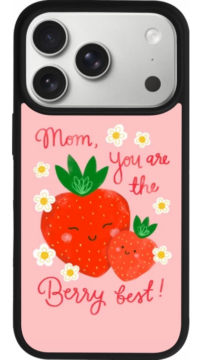 Coque iPhone 17 Pro - Silicone rigide noir Mom 2026 Berry best