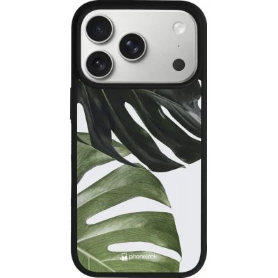 Coque iPhone 18 Pro / 17 Pro - Silicone rigide noir Monstera Plant