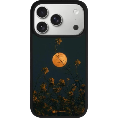 iPhone 17 Pro Case Hülle - Silikon schwarz Moon Flowers
