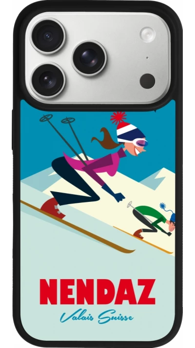 Coque iPhone 17 Pro - Silicone rigide noir Nendaz Ski Downhill
