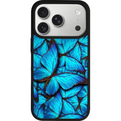 iPhone 17 Pro Case Hülle - Silikon schwarz Papillon bleu