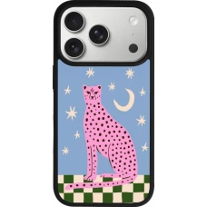 Coque iPhone 17 Pro - Silicone rigide noir Pink leopard with stars 2026