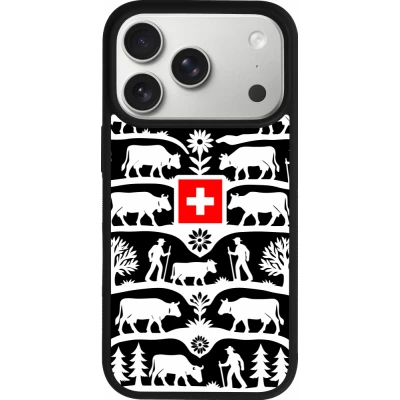 Coque iPhone 18 Pro / 17 Pro - Silicone rigide noir Poya Suisse 3 noir