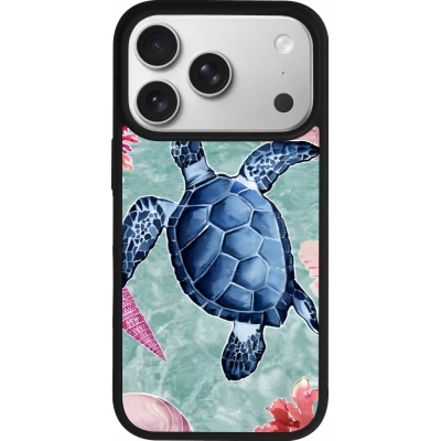 Coque iPhone 18 Pro / 17 Pro - Silicone rigide noir Preppy Turtle