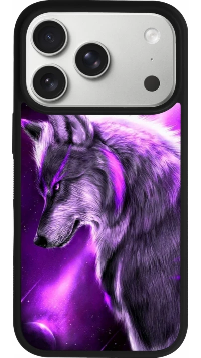 iPhone 17 Pro Case Hülle - Silikon schwarz Purple Sky Wolf