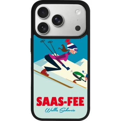Coque iPhone 18 Pro / 17 Pro - Silicone rigide noir Saas-Fee Ski Downhill