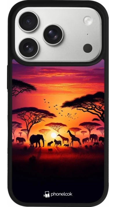 iPhone 17 Pro Case Hülle - Silikon schwarz Safari Sonnenuntergang Wildtiere