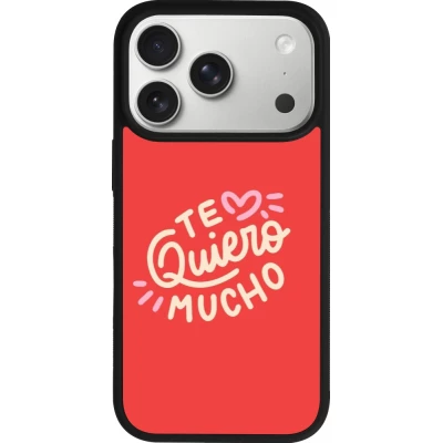 Coque iPhone 18 Pro / 17 Pro - Silicone rigide noir Saint Valentines Day 26 Te quiero mucho