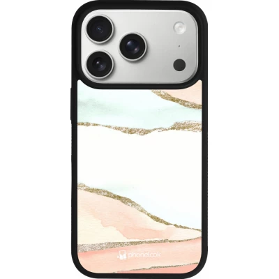 Coque iPhone 17 Pro - Silicone rigide noir Shimmering Orange