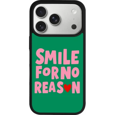 Coque iPhone 17 Pro - Silicone rigide noir Smile for no reason 2026