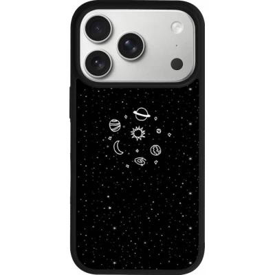Coque iPhone 18 Pro / 17 Pro - Silicone rigide noir Space Doodle