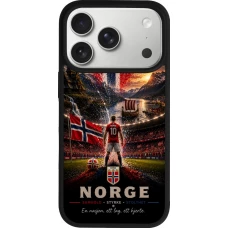 Coque iPhone 17 Pro - Silicone rigide noir Football Norvège splash 2026