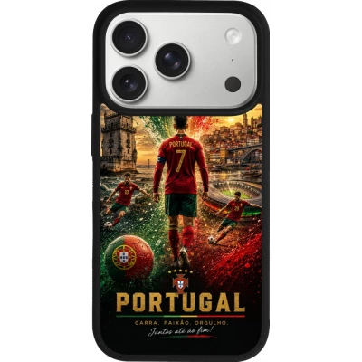 iPhone 17 Pro Case Hülle - Silikon schwarz Fussball Portugal splash 2026