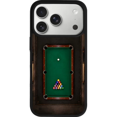 Coque iPhone 18 Pro / 17 Pro - Silicone rigide noir Sports 2026 Billard