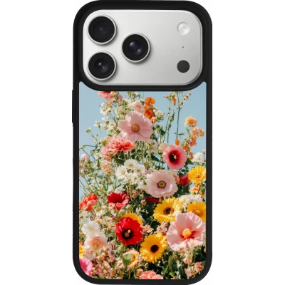 Coque iPhone 18 Pro / 17 Pro - Silicone rigide noir Spring flowers Spring 2026