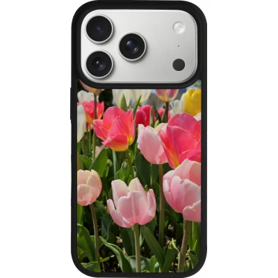 Coque iPhone 17 Pro - Silicone rigide noir Tulips Spring 2026