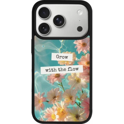 Coque iPhone 17 Pro - Silicone rigide noir Summer 2025 Grow with the flow
