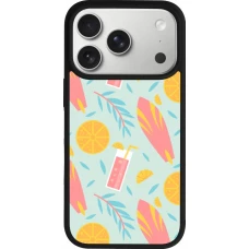 Coque iPhone 17 Pro - Silicone rigide noir Summer 2025 Pattern citron