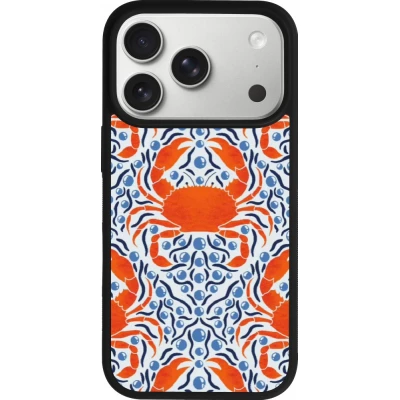 Coque iPhone 18 Pro / 17 Pro - Silicone rigide noir Crabs and pearls Summer 2026