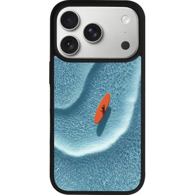 Coque iPhone 17 Pro - Silicone rigide noir Orange surf Summer 2026
