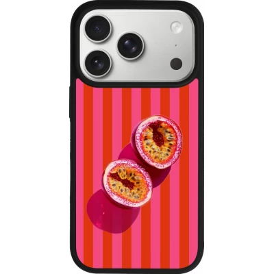 Coque iPhone 17 Pro - Silicone rigide noir Passion fruit Summer 2026