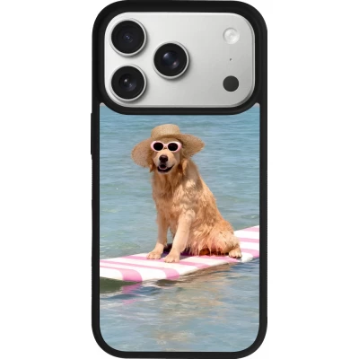 Coque iPhone 17 Pro - Silicone rigide noir Summer Dog on Paddle