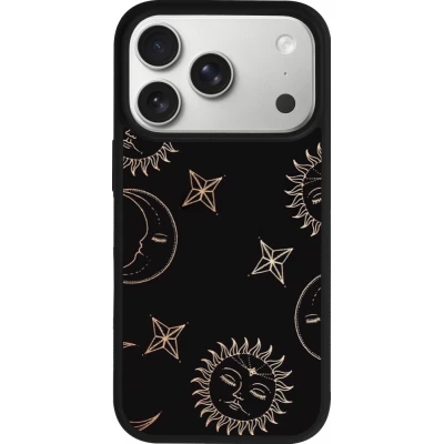 Coque iPhone 18 Pro / 17 Pro - Silicone rigide noir Suns and Moons