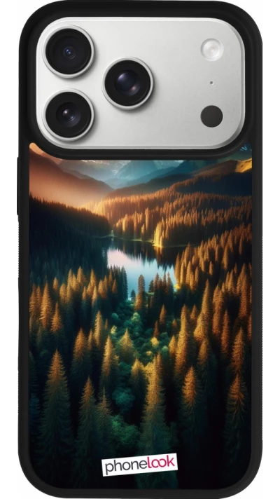 iPhone 17 Pro Case Hülle - Silikon schwarz Sonnenuntergang Waldsee