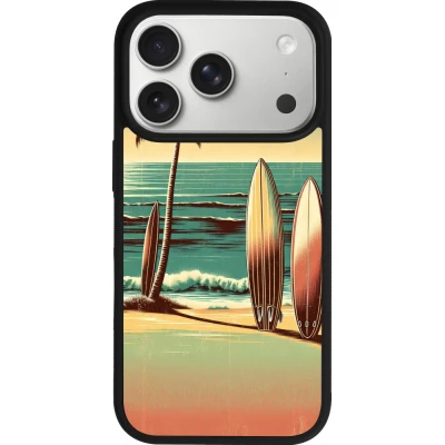 Coque iPhone 18 Pro / 17 Pro - Silicone rigide noir Surf Paradise