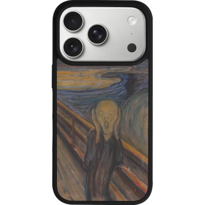 Coque iPhone 18 Pro / 17 Pro - Silicone rigide noir Tableau art - Le Cri - Edvard Munch