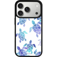 Coque iPhone 18 Pro / 17 Pro - Silicone rigide noir Turtles pattern watercolor