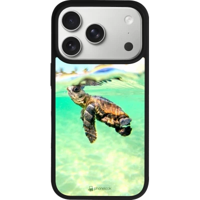 Coque iPhone 18 Pro / 17 Pro - Silicone rigide noir Turtle Underwater