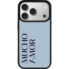 Coque iPhone 17 Pro - Silicone rigide noir Valentine 2024 mucho amor azul